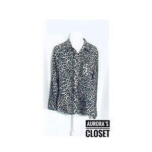 Lotte99 S Cheetah Silk Top Print Button Up Cuffed USA $280